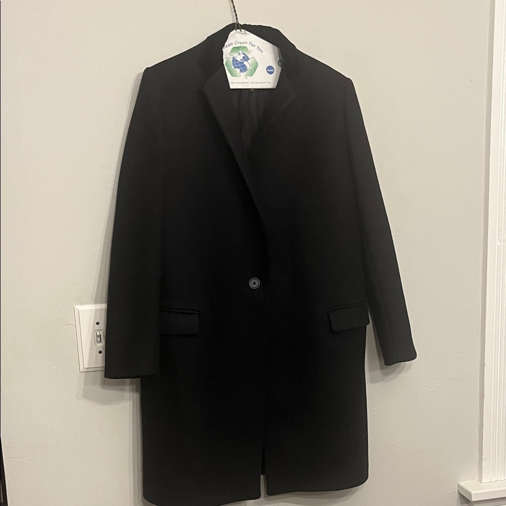 Maje size French 38 single button navy mid length coat